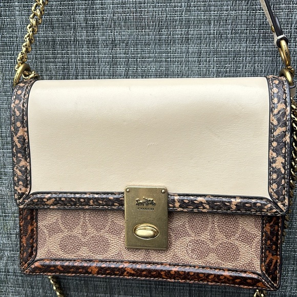 COACH Hutton Shoulder Bag In Signature Canvas With Snakeskin Detail - Picture 3 of 14
